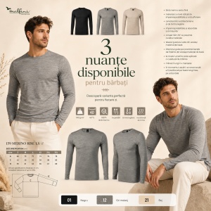 Bluză Bărbați Malfini Merino Rise LS 159, 100% Lână Merino, 190 g/m², Mânecă Lungă, Slim Fit, Termoreglare, Anti Miros, Mărimi S–3XL - Img 9