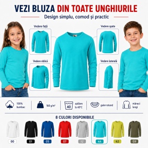 Bluză copii cu mânecă lungă FIT-T LS 121 – 100% bumbac, fete și băieți - Img 6