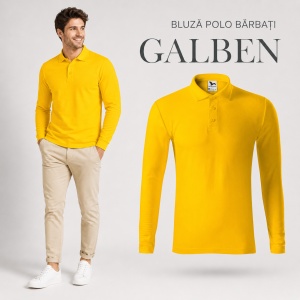 Bluză cu guler polo tip Tommy pentru bărbați, mânecă lungă, 65% bumbac - Img 17