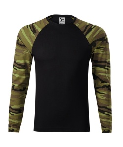 Bluza cu maneca lunga tip camuflaj de culoare verde inchis