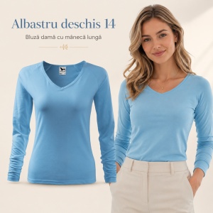 Bluză Damă Malfini Elegance 127 cu Mânecă Lungă și Guler V, 95% Bumbac – XS–3XL - Img 17