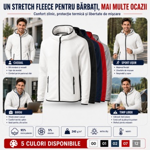 Bluza Fleece Tip Hanorac Bărbați cu Glugă și Fermoar Malfini 417 Direct – 240 g/m² - Img 5