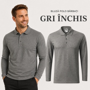 Bluză polo bărbați Malfini Pique Polo LS 221, mânecă lungă, 65% bumbac, 200 g/m² - Img 17