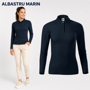 Bluză Polo Damă cu Mânecă Lungă, Slim Fit, Cambrată, Guler Pique Polo, 10 Culori, XS–2XL - Img 13