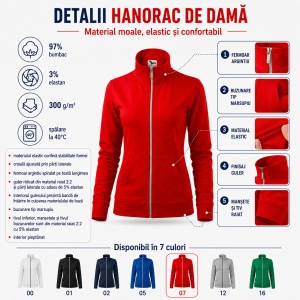 Bluză tip Hanorac Damă fără Glugă cu Fermoar Malfini 409 Viva – 300 g/m² - Img 3