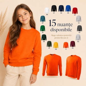 Bluză tip hanorac pentru copii, fără glugă, fete și băieți, 300 g/m² - Img 10