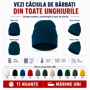 Căciulă Bărbați Unisex tip Beanie, Călduroasă, Tricotată și Modernă – 315 - Img 9