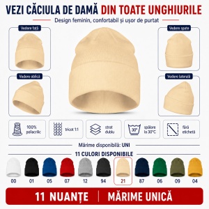 Căciulă Damă tip Beanie, Călduroasă, Tricotată și Modernă – Beanie 315 - Img 8
