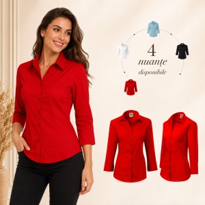 Cămașă Damă Malfini 218 Style, Mâneci 3/4, Croială Cambrată, 100% Bumbac, 125 g/m² - Img 5