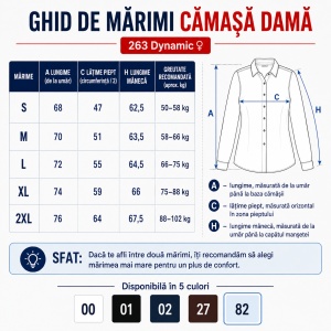 Cămașă Damă Malfini 263 Dynamic, Mânecă Lungă, Croială Cambrată, 68% Bumbac, 29% Poliamidă, 3% Elastan - Img 4