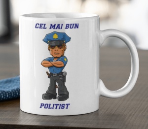 Cana alba personalizata cu mesajul - Cel mai bun Politist - Cadou