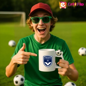 Cana Girondins de Bordeaux Franta , cu logoul stema echipei, Cadoul Perfect - Img 12