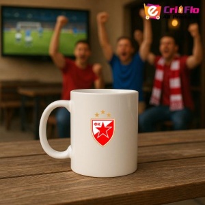 Cana Red Star Belgrade Serbia , cu logoul stema echipei, Cadoul Perfect - Img 18