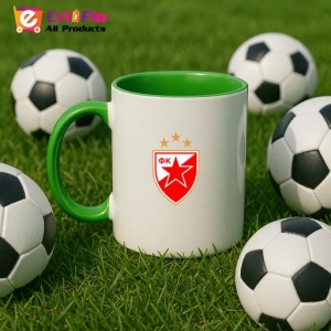 Cana Red Star Belgrade Serbia , cu logoul stema echipei, Cadoul Perfect - Img 23