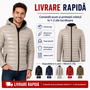 Geacă Bărbați tip Jachetă Matlasată cu Glugă, Modernă, Simplă și Ușoară – Everest 552 - Img 9