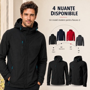 Geacă Bărbați tip Jachetă Softshell cu Glugă, Impermeabilă și Elastică – Nano 531