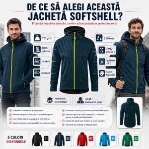 Geacă Bărbați tip Jachetă Softshell cu Glugă, Impermeabilă și Rezistentă la Vânt – Cool 515 - Img 3
