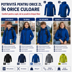 Geacă Copii tip Jachetă Softshell cu Glugă Detașabilă, Impermeabilă și Elastică – Performance 535 - Img 8