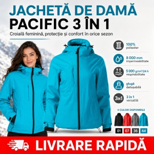 Geacă Damă tip Jachetă 3 în 1 Impermeabilă cu Glugă și Fleece Detașabil – Pacific 534 - Img 10