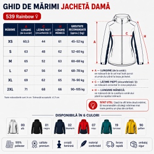 Geacă Damă tip Jachetă Impermeabilă cu Glugă Detașabilă, Ușoară și Windproof – Rainbow 539 - Img 4