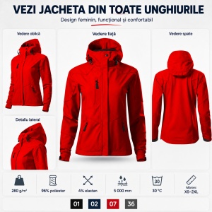 Geacă Damă tip Jachetă Softshell cu Glugă, Impermeabilă și Elastică – Nano 532 - Img 7