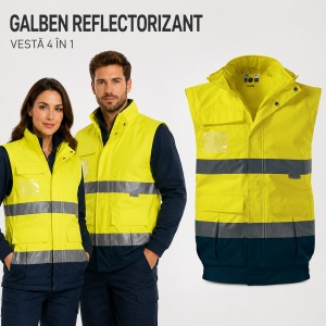 Geacă Unisex Bărbat Damă tip Jachetă și Vestă de Lucru 4 în 1, Reflectorizantă și Impermeabilă – HV Guard - Img 13
