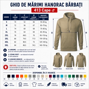 Hanorac Bărbat Malfini Cape 413, 65% Bumbac, 320 g/m², Glugă cu Șnur, Buzunar Marsupiu, 21 Nuanțe, Mărimi S–5XL - Img 4