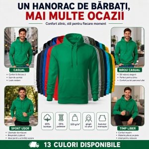 Hanorac Bărbați F13 Cape Free cu Glugă, 65% Bumbac, 320 g/m², 13 Culori, S–3XL - Img 9