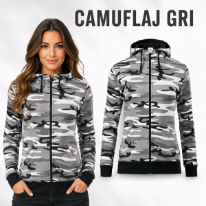 Hanorac Camuflaj Damă cu Glugă și Fermoar Malfini C20 Camo Zipper – 300 g/m² - Img 11