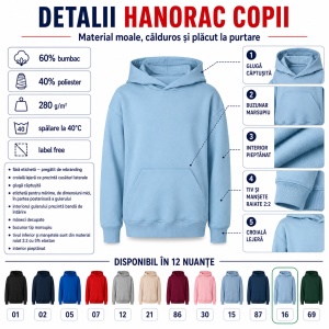 Hanorac copii Malfini 423 Chill cu glugă, buzunar marsupiu, interior pieptănat și croială lejeră - Img 3