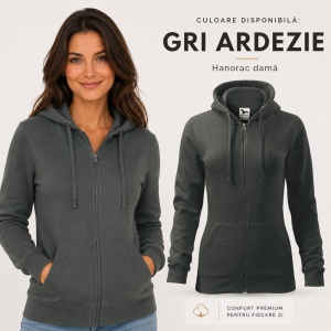 Hanorac Damă cu Fermoar și Glugă Malfini 411 Trendy Zipper – 300 g/m² - Img 15