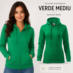 Hanorac Damă cu Fermoar și Glugă Malfini 411 Trendy Zipper – 300 g/m² - Img 24