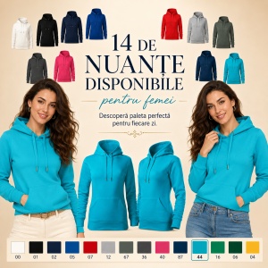 Hanorac Damă cu Glugă și Buzunar Marsupiu Malfini F14 Cape Free – 320 g/m² - Img 10