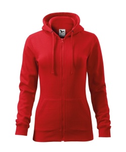 Hanorac dama tip bluza cu fermoar si 2 buzunare de culoare rosu