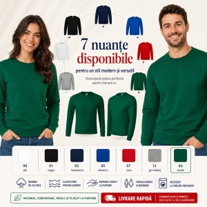 Hanorac unisex fără glugă tip bluză, pentru damă și bărbat, 260 g/m²