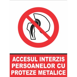 Indicator Accesul interzis persoanelor cu proteze metalice, Sticker autocolant