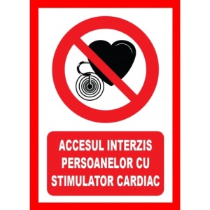 Indicator Accesul interzis persoanelor cu stimulator cardiac, Sticker autocolant