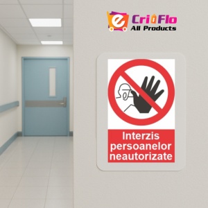 Indicator accesul interzis persoanelor neautorizate indicatoare protectia muncii, Sticker autocolant - Img 5