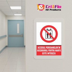 Indicator Accesul persoanelor in ascensorul pentru marfa este interzis, Sticker autocolant - Img 5