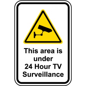Indicator Area Under 24 Hour TV Surveillance, Sticker autocolant