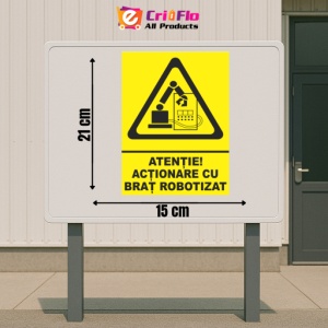 Indicator Atentie actionare cu brat robotizat, Sticker autocolant - Img 2