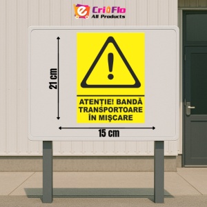 Indicator Atentie banda transportatoare in miscare, Sticker autocolant - Img 2