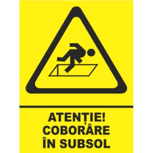 Indicator Atentie coborare in subsol, Sticker autocolant