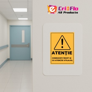 Indicator Atentie conduceti cu incet si cu atentie utilajul, Sticker autocolant - Img 5