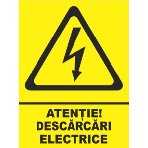 Indicator Atentie descarcari electrive, Sticker autocolant