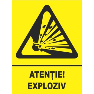 Indicator Atentie exploziv, Sticker autocolant