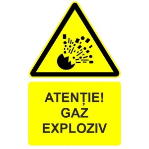 Indicator Atentie gaz exploziv indicator de avertizare, Sticker autocolant - Img 1