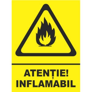 Indicator Atentie inflamabil, Sticker autocolant