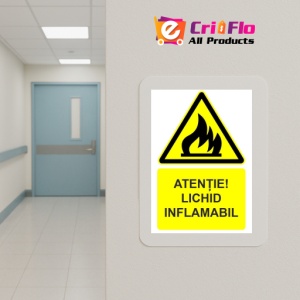 Indicator Atentie lichid inflamabil indicator de avertizare, Sticker autocolant - Img 5