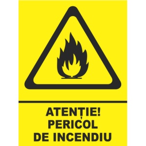 Indicator Atentie pericol de incendiu, Sticker autocolant